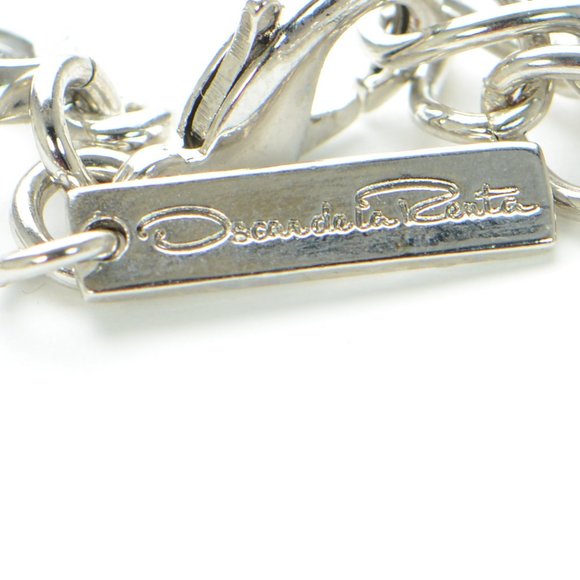 Oscar de la Renta Polished Silver Crystal Bow Necklace - Picture 4 of 5